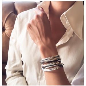 Silver plated Leather convertible wrap bracelet